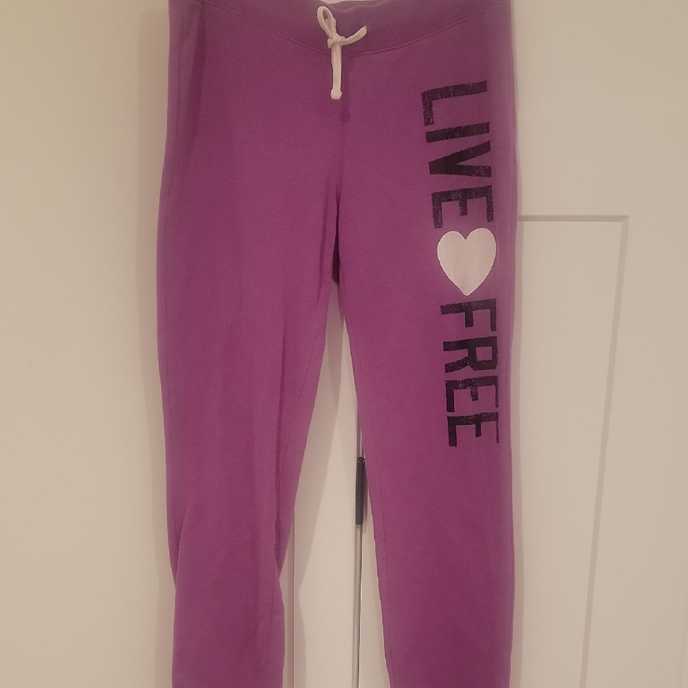 Mossimo Supply Co. Purple Joggers with 'Live Free' Print